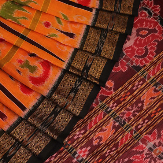 Handloom Yellow Khandua Silk Saree with Black border