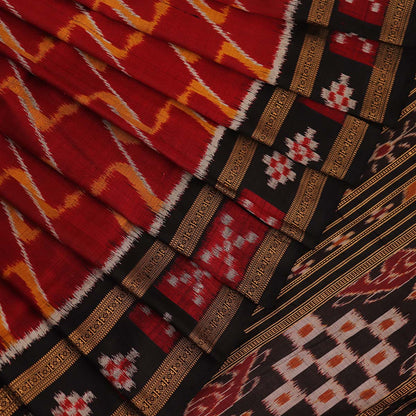 Handloom Maroon Khandua Silk Saree with Black border