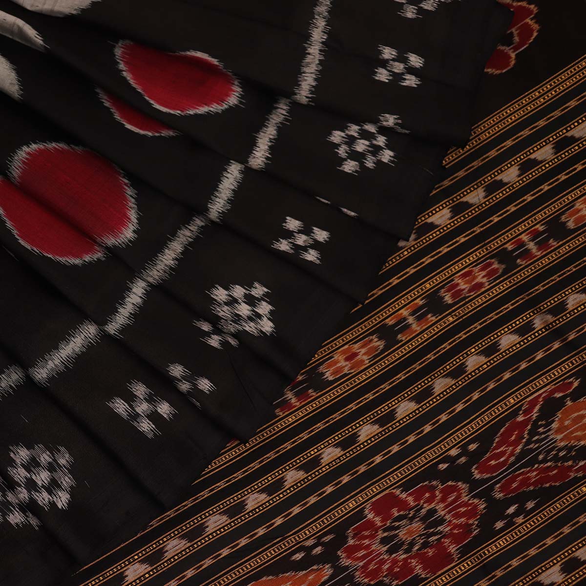 Handloom Black Khandua Silk Saree with Black border