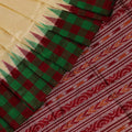 Cream Sambalpuri Silk Saree with Green Border P16-02-04899