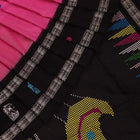 Handloom Pink Bomkai Silk Saree with Black border