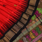 Handloom Red Bomkai Silk Saree with Black border
