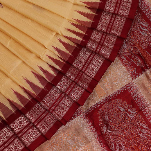 Cream Bomkai Silk Saree