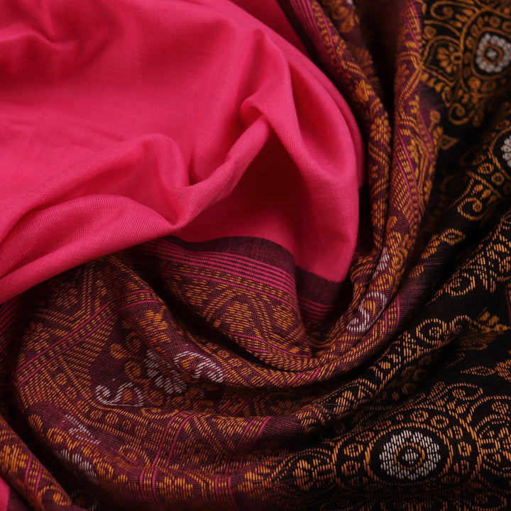 Bomkai Cotton Saree - Pink