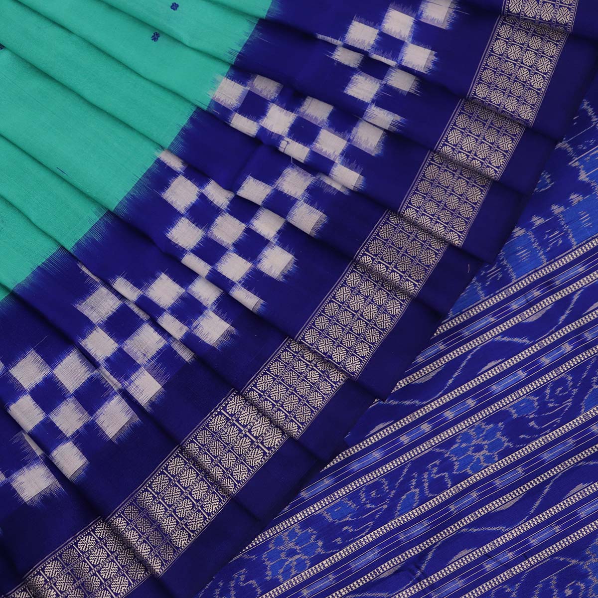 Handloom Blue Sambalpuri Silk Saree with Blue border