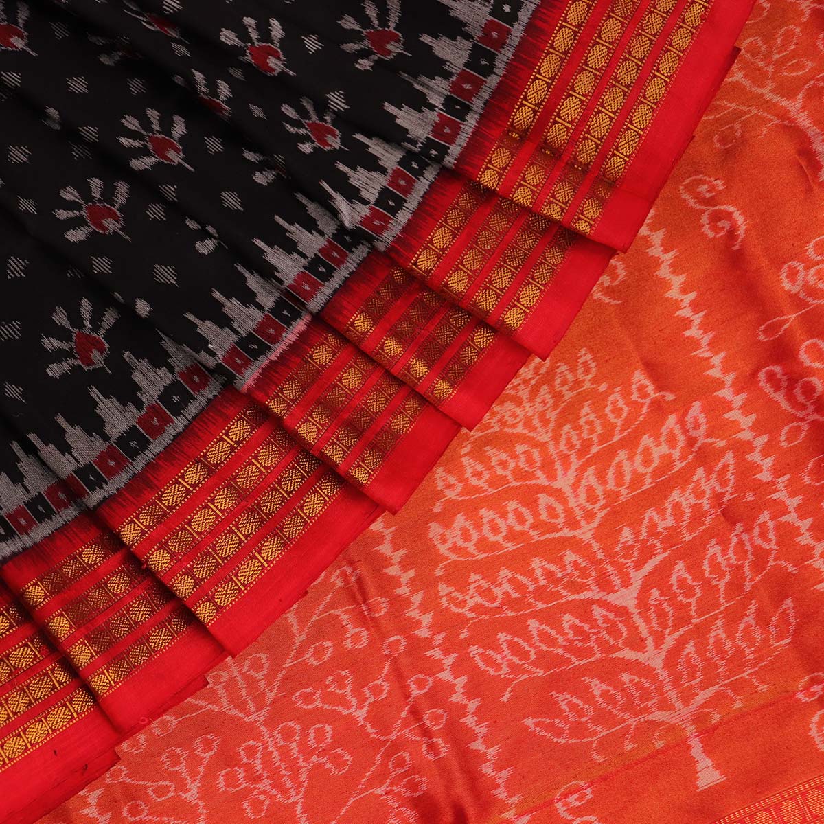 Black Ikkat Sambalpuri Silk Saree | P210605004 – Priyadarshini Handloom