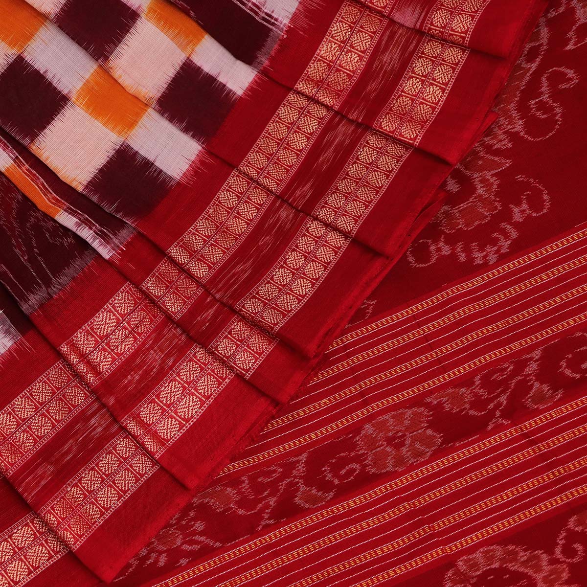 ହ୍ୟାଣ୍ଡଲୁମ୍ ସମ୍ବଲପୁରୀ କଟନ୍ ଇକକେଟ୍ ସାରି |