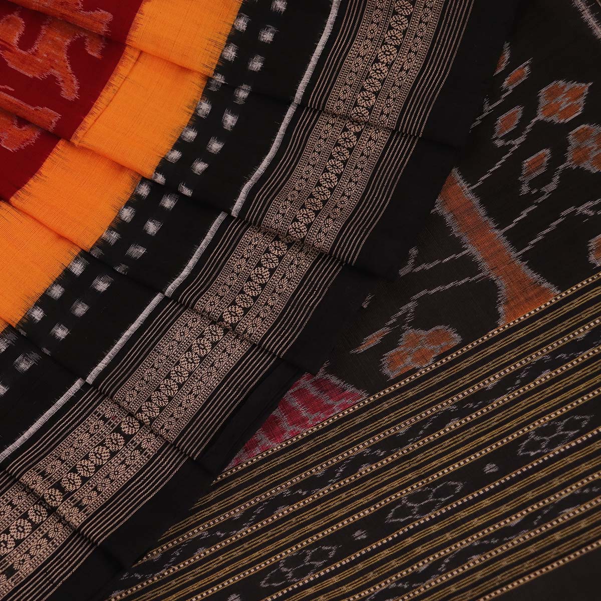 Handloom Multi-Color Sambalpuri Cotton Saree with Red border