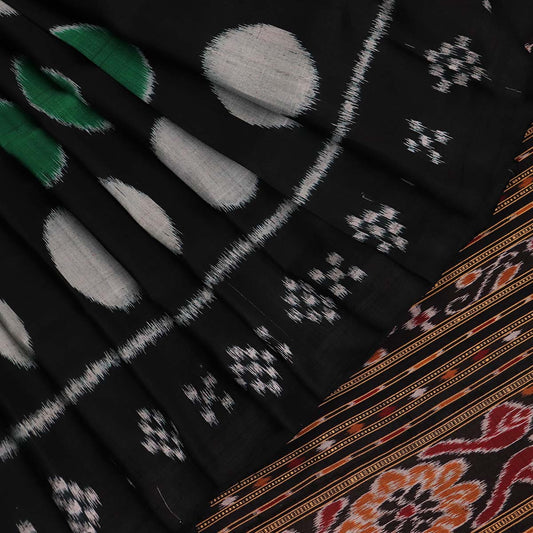 Handloom Black Sambalpuri Silk Saree with Black border