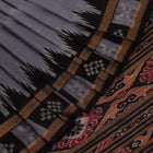 Handloom Grey Khandua Silk Saree with Black border