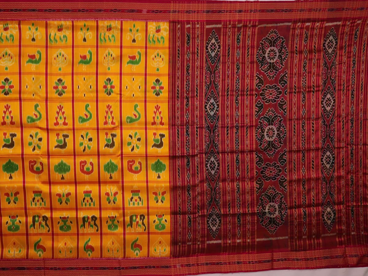 ହ୍ୟାଣ୍ଡଲୁମ୍ ଖଣ୍ଡୁଆ ସିଲ୍କ ଇକାଟ ସାରୀ |