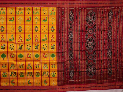 ହ୍ୟାଣ୍ଡଲୁମ୍ ଖଣ୍ଡୁଆ ସିଲ୍କ ଇକାଟ ସାରୀ |