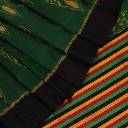 Handloom Green Khandua Silk Saree with Black border