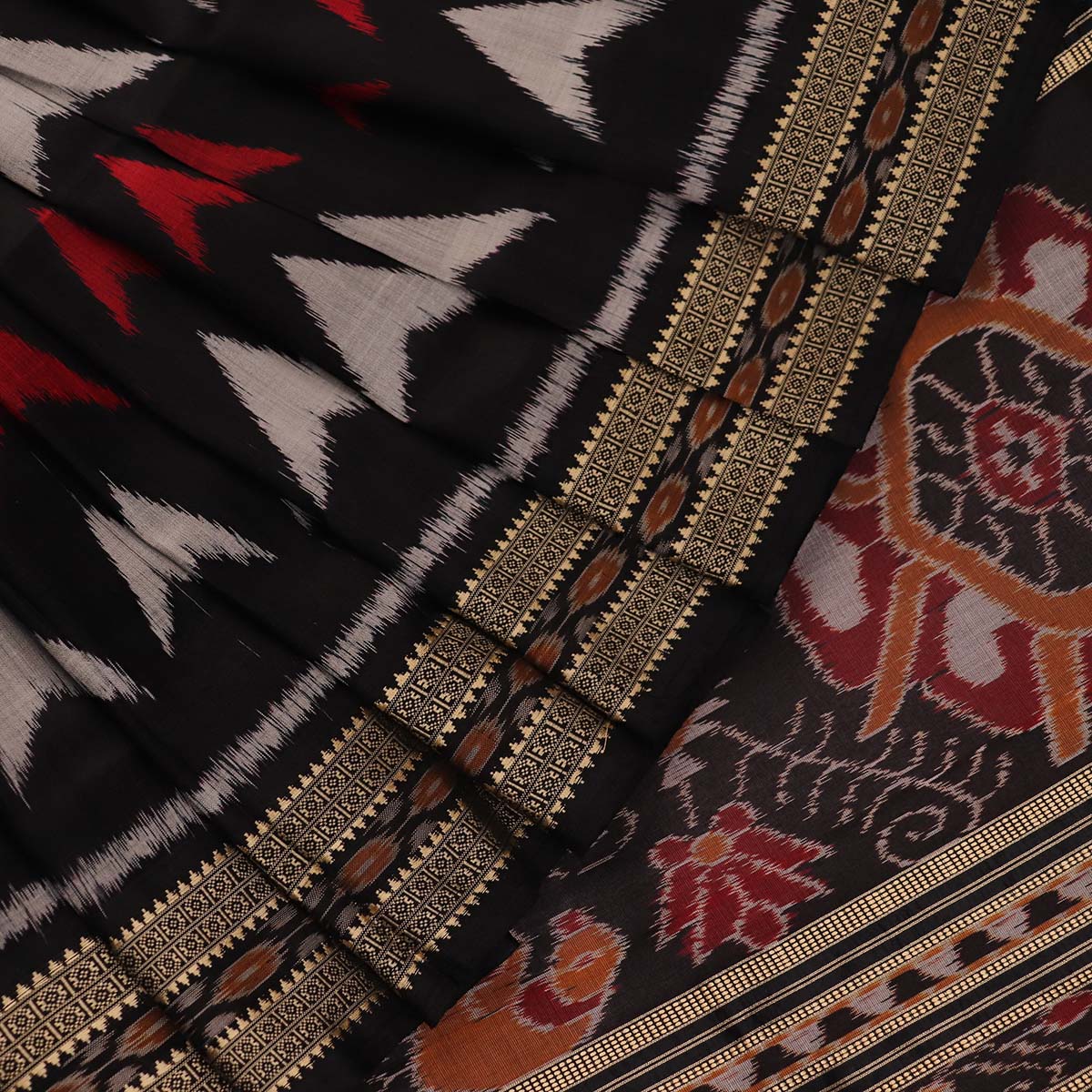 Handloom Black Khandua Silk Saree with Black border