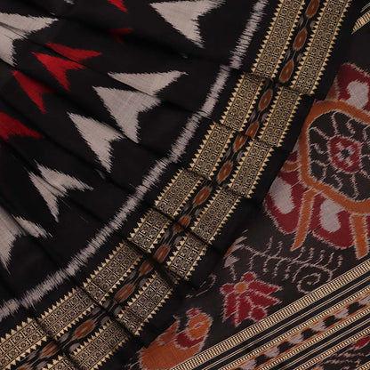 Handloom Black Khandua Silk Saree with Black border