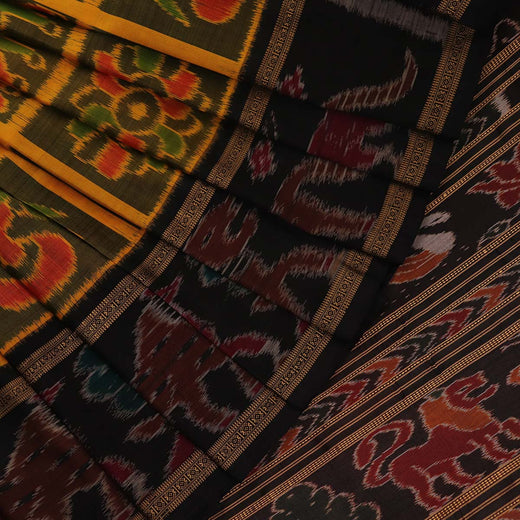 Yellow Butta Khandua Silk Saree with Black Border