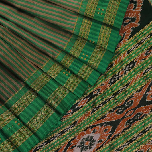 Handloom Green Khandua Silk Saree with Green border