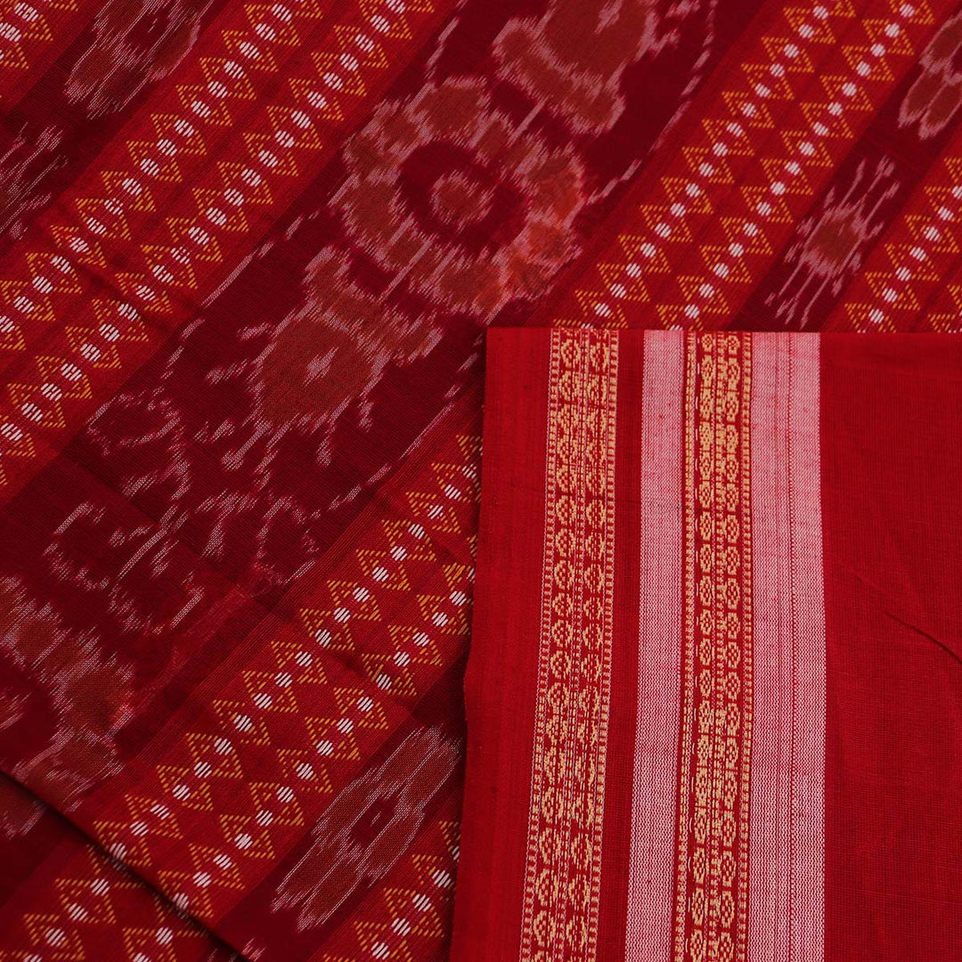 Handloom Bomkai Cotton Ikat Saree