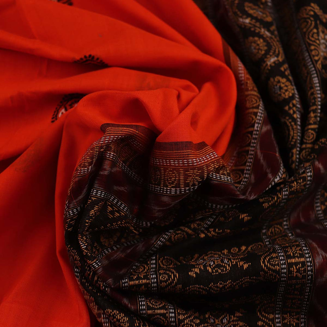 Handloom Bomkai Cotton Ikat Saree