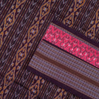 Close view of the Maroon border and pallu weaving on the Sambalpuri cotton saree.