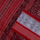 Close view of the Red border and pallu weaving on the Sambalpuri cotton saree.