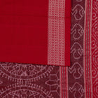 Included blouse piece and coordinated border of the Grey and Red Sambalpuri cotton saree.