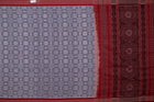 Full layout of the Grey and Red Sambalpuri cotton saree showing body, border and pallu.