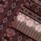 Close view of the Brown border and pallu weaving on the Sambalpuri cotton saree.