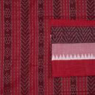 Detailed view of the handwoven motifs on the Maroon Sambalpuri cotton saree.