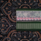 Detailed view of the handwoven motifs on the Grey Sambalpuri cotton saree.