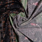 Draped view of the Grey Sambalpuri cotton saree showing its handwoven texture and motifs.