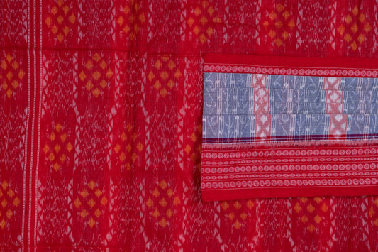 Detailed view of the handwoven motifs on the Grey Sambalpuri cotton saree.