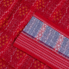 Close view of the Red border and pallu weaving on the Sambalpuri cotton saree.