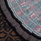 Folded presentation of the Green and Black Sambalpuri cotton saree.