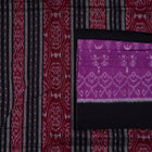Detailed view of the handwoven motifs on the Purple Sambalpuri cotton saree.