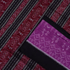 Close view of the Black border and pallu weaving on the Sambalpuri cotton saree.