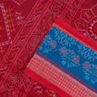 Close view of the Red border and pallu weaving on the Sambalpuri cotton saree.