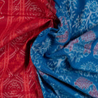 Draped view of the Blue Sambalpuri cotton saree showing its handwoven texture and motifs.