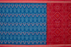 Full layout of the Blue and Red Sambalpuri cotton saree showing body, border and pallu.