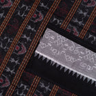 Close view of the Black border and pallu weaving on the Sambalpuri cotton saree.