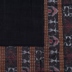 Included blouse piece and coordinated border of the Grey and Black Sambalpuri cotton saree.