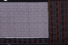 Full layout of the Grey and Black Sambalpuri cotton saree showing body, border and pallu.