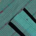 Close view of the Blue border and pallu weaving on the Sambalpuri cotton saree.