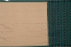 Full layout of the Cream and Green Sambalpuri cotton saree showing body, border and pallu.