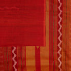 Included blouse piece and coordinated border of the Green and Orange Sambalpuri cotton saree.