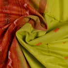 Draped view of the Green Sambalpuri cotton saree showing its handwoven texture and butta.