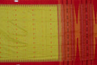 Full layout of the Green and Orange Sambalpuri cotton saree showing body, border and pallu.