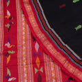 Black Butta Bomkai Cotton Saree with Red Border P74-20-06166