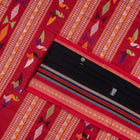 Close view of the Red border and pallu weaving on the Bomkai cotton saree.