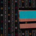 Detailed view of the handwoven butta on the Green Bomkai cotton saree.